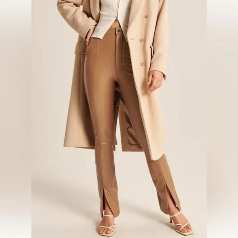 Abercrombie The Skinny Ultra High Rise Faux Leather Split Hem Pant 171
